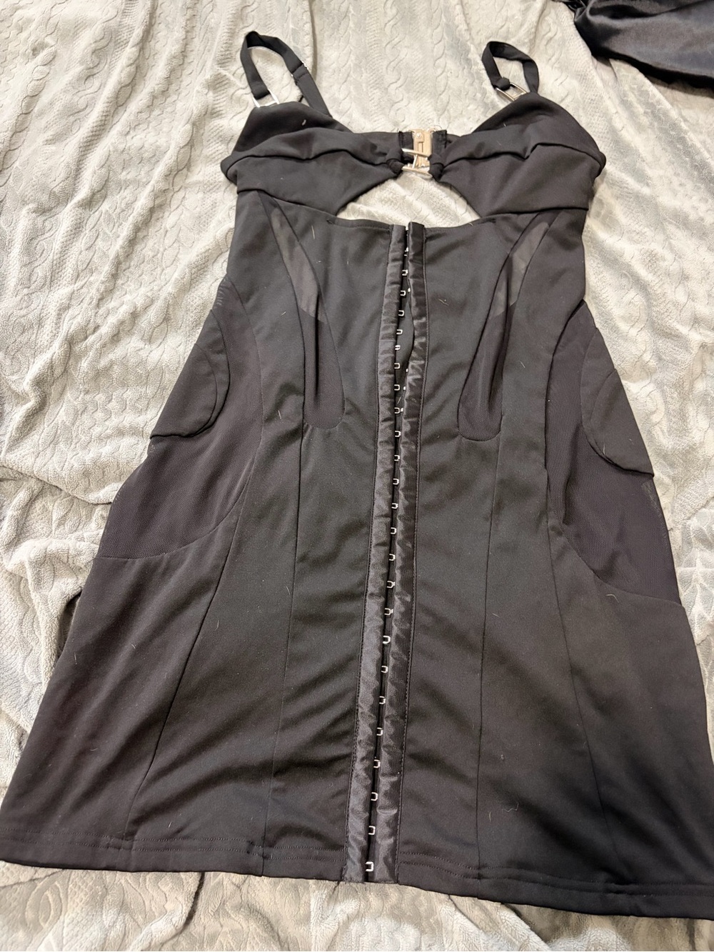 Black Cutout Hook-and-Eye Mini Dress